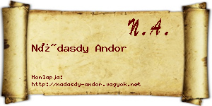 Nádasdy Andor névjegykártya