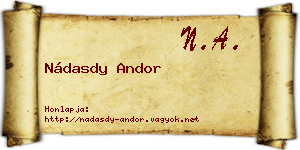 Nádasdy Andor névjegykártya